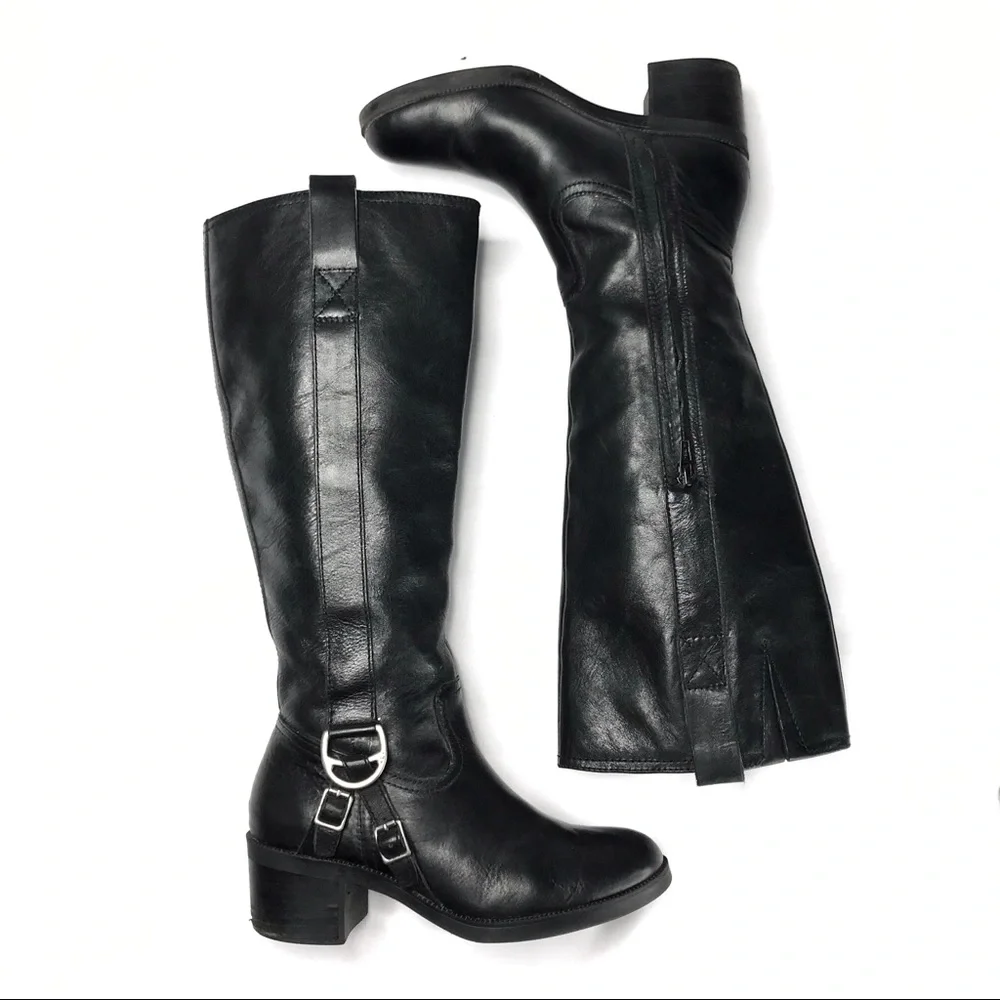 Lauren Ralph Lauren Calvina Tall Black Genuine Leather Boots Size 5.5 - Picture 2 of 10